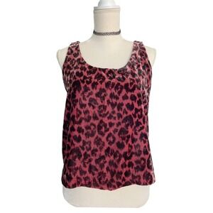 J.Crew‎ Always Pink Black Leopard Velvet Tank Top Sz 10 Y2K 2000s Party EUC